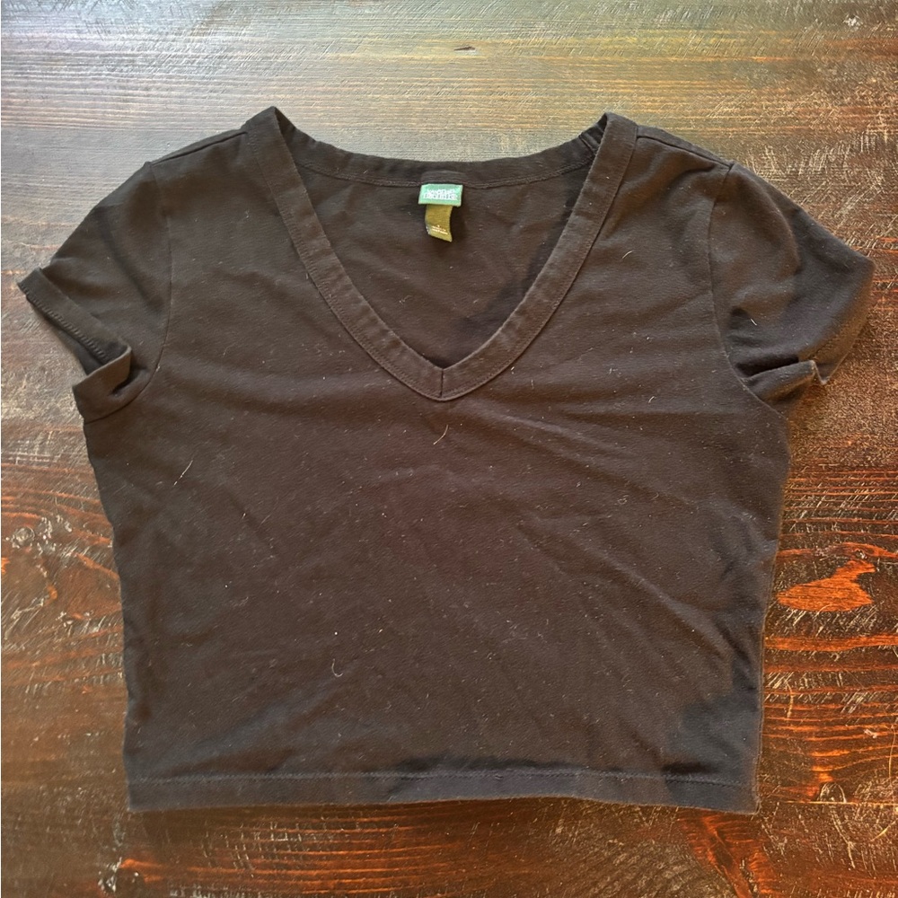 Wild Fable Black Crop Fitted Tee